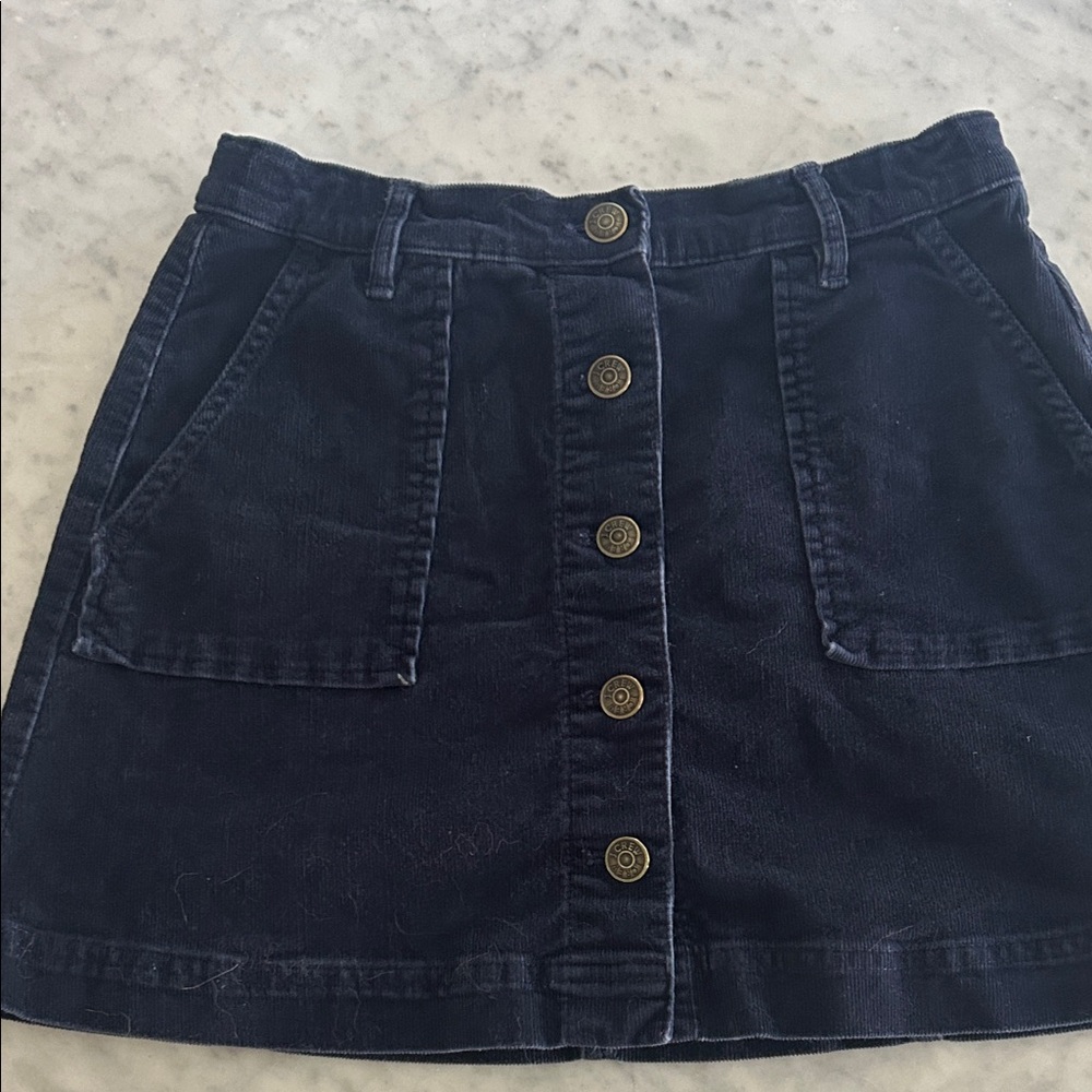 Crewcuts Navy Blue Corduroy Skirt with Buttons